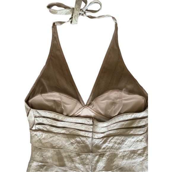 CACHE Metallic Gold Tiered Halter Party Formal Cocktail Dress size 6. - Picture 5 of 9